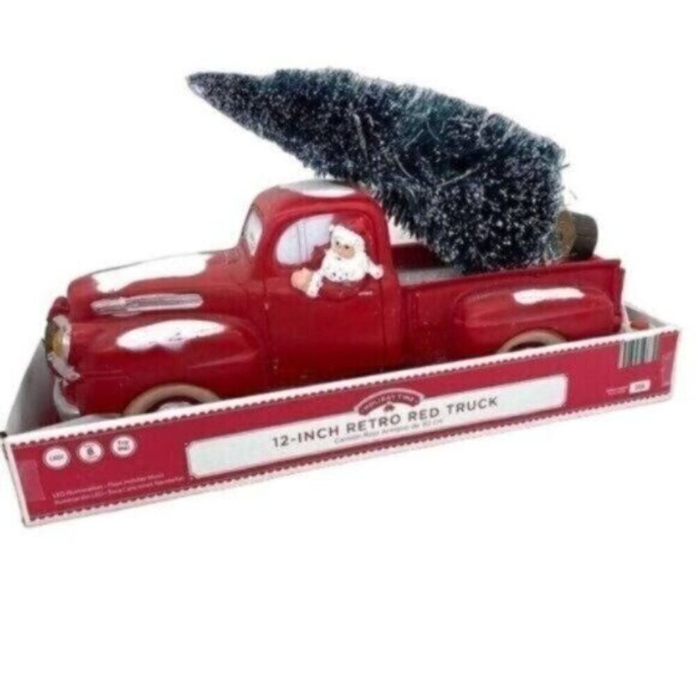 Retro Light Up Christmas Musical Red Truck New - Picture 3 of 10